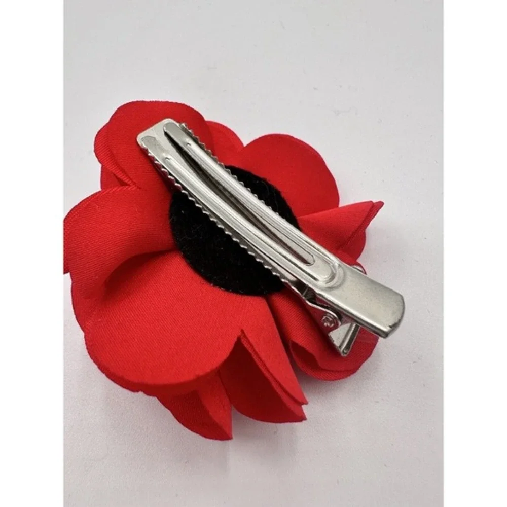 Red Fabric Flower Hair Clip Alligator Pinch Floral Petal Brooch Chic Pin J-01‎